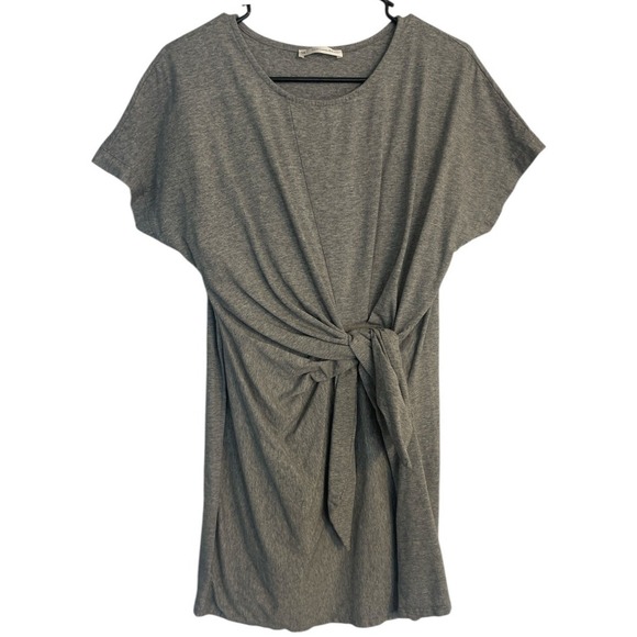 Here Comes The Sun Dresses & Skirts - Here Comes The Sun Knot Front T-Shirt Dress Casual Comfy Gray Large